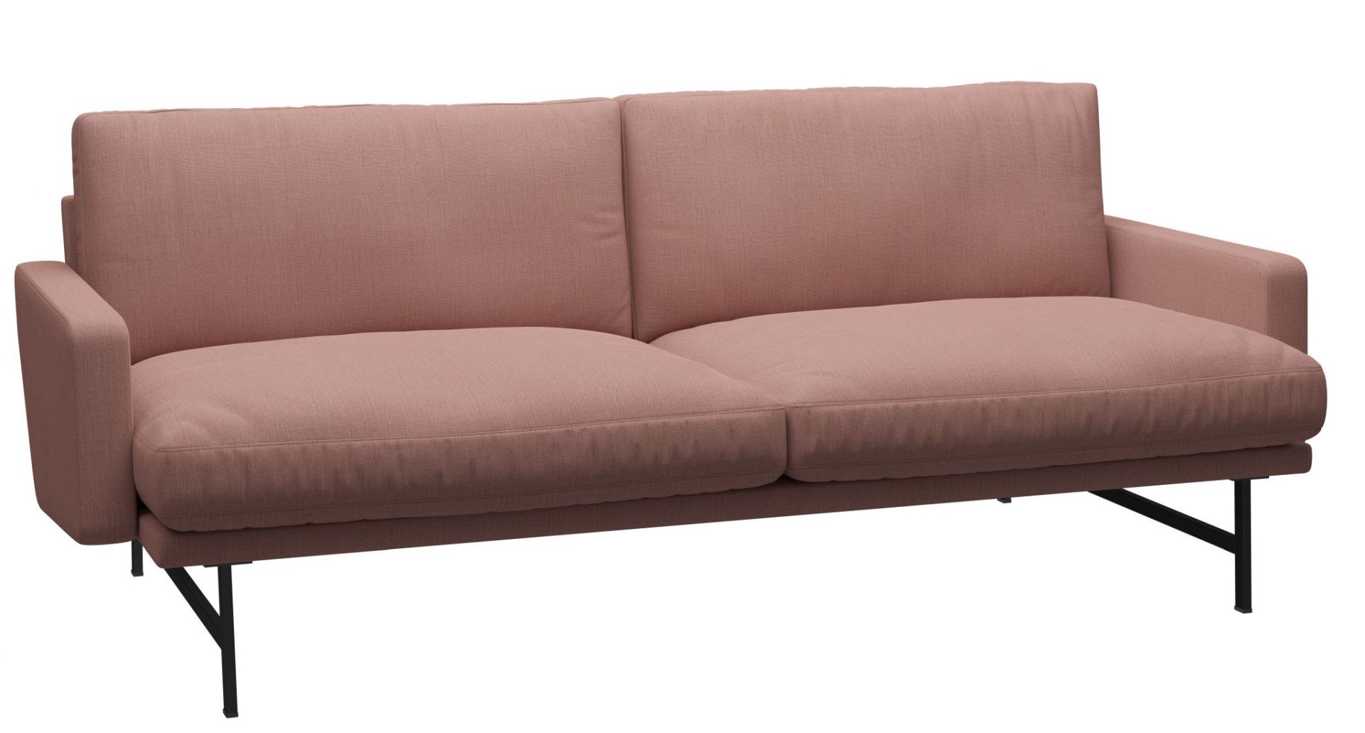 Rosa Lissoni Sofa von Fritz Hansen mit schwarzem Metallgestell, modernes Design für Wohnzimmer.